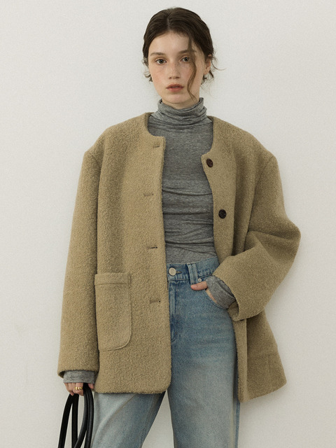 어바드 Alpaca boucle jacket_Beige