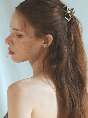 Mini pearl crumpled ribbon hair claw clip_6 colors
