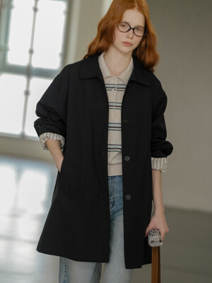 Rollup cotton half coat_Navy
