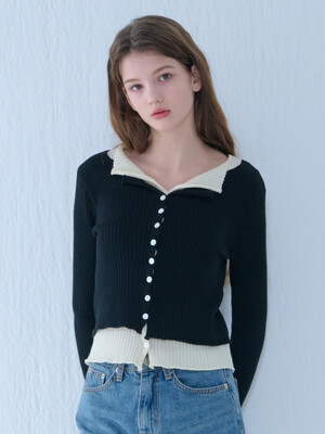 COLORING V-NECK KNIT CARDIGAN BLACK