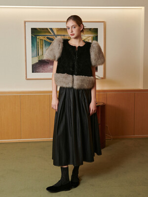 Uma Leather Pleated Long Skirt [2 Colors]