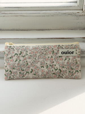 ouior flat pencil case - daisy peach (topside zipper)