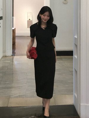 [퓨어황 PICK] 잇미샤 H라인 셋업 스커트 ITP4ZSK410 (BLACK)