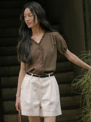 Lace frill blouse TISU01BL06_Brown