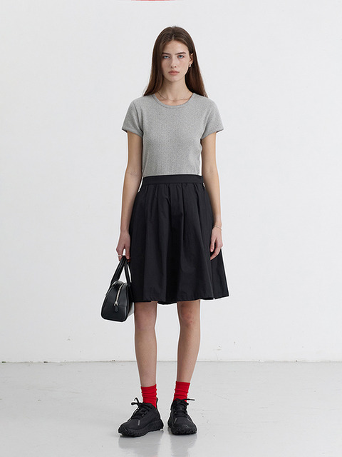 오버듀플레어]LACE PINTUCK MIDI SKIRT_MID GREY