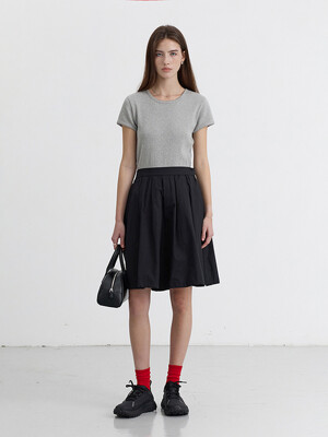 MIDI FULL SKIRT BLACK_UDSK5B223BK