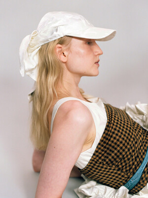 SCARF CAP_SILK WHITE