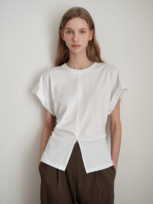 Pintuck Slit Line T-shirt_2color