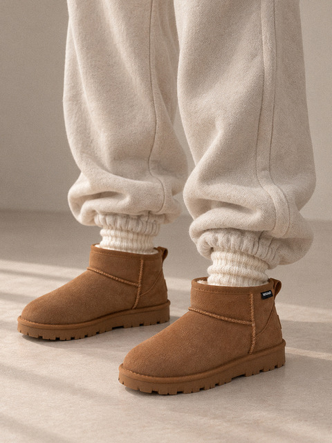 모그어스 Leather Fur Mini Boots_3 color_non-slip 2cm_suede real cow leather