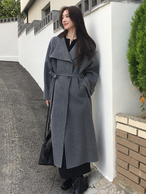프론트로우 [Premium]Cashmere-blend Cowl-neck Coat _2color