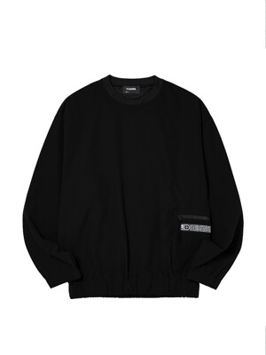 NAPPED RIPSTOP PULLOVER black