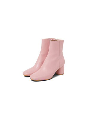 Cow leather pink ankle boots