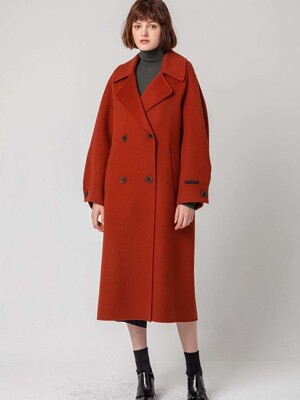 volume sleeve wool double coat(premium line)_BRICK