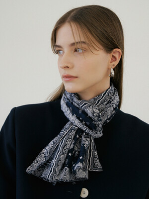 lace paisley cottton scarf (2color)