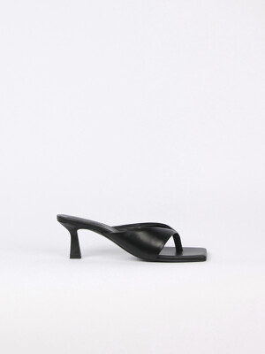 Nadia Flip-Flop Leather Heel Black