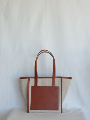 Daily Tote Bag(Leather & Canvas) / Terra-Cotta