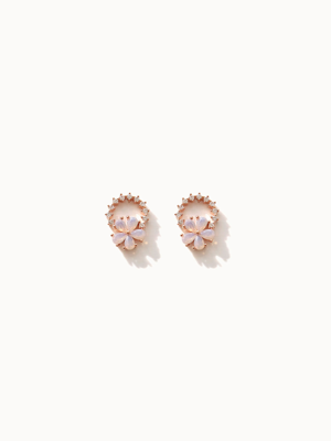Rose Gold Cubic Flower Earrings M03416
