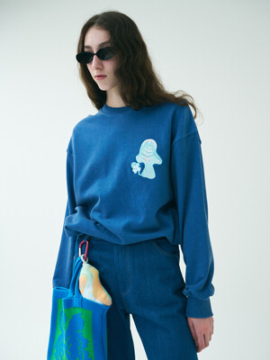 MUSH EMBROIDERY SWEAT SHIRTS/BLUE