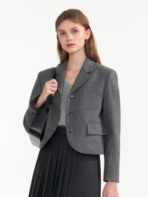 Dain crop wool jacket (Gray)