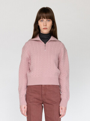 Half zip-up Sweater Deep pink