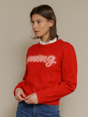A AMONG EMBROIDERY KNIT_RED