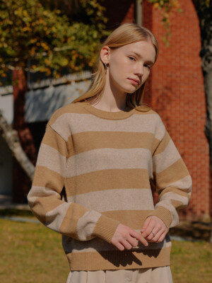 CASHMERE STRIPE KNIT_CAMEL