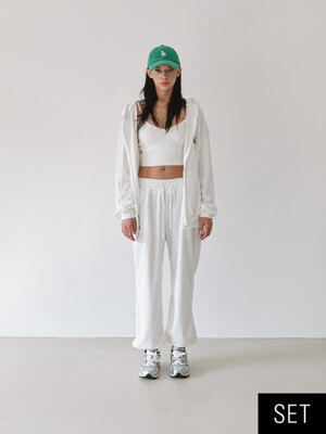 [SET]Blooming flower Logo Embroidery Terry Set Off white