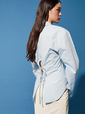 Back Detail Semi Overfit Shirts  Sky Blue (KE3260M05Q)