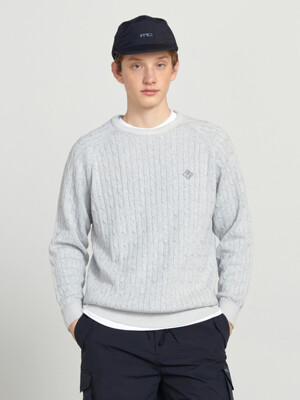 CABLE KNIT PULLOVER gray