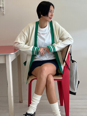 GALLIPOLI Varsity V-neck knit cardigan (Ivory)
