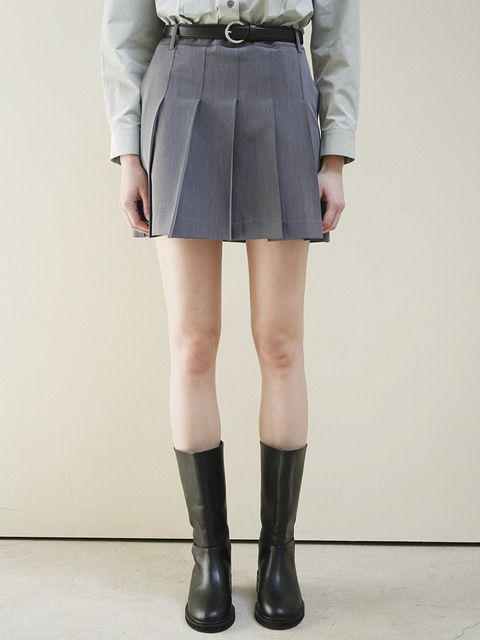 스커트 - 아티클레븐 (ARTICLEVEN) - HELEN PLEATS SHORT SKIRT(GREY)