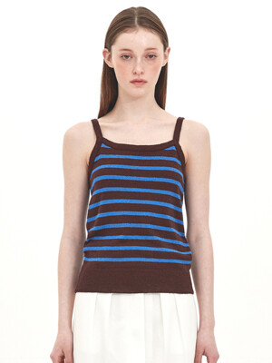 stripe sleeveless knit top_chocolate
