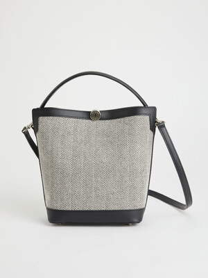 23FW Herringbone Canvas Bucket Bag[MIJU]_Black