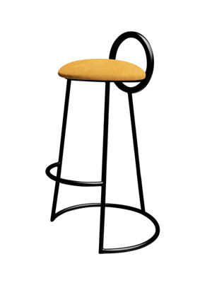 Hoop Bar Stool (matt black frame)_ Mustard