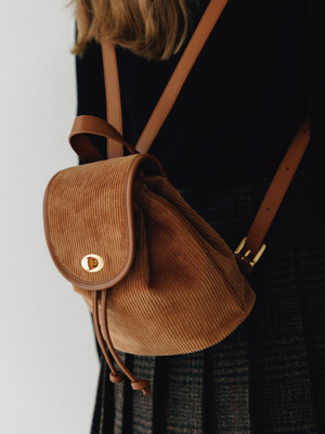 [단독]Maud Corduroy Backpack Mini_Brown