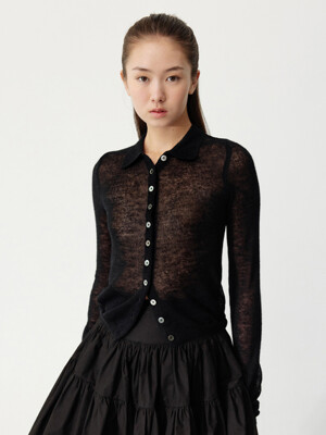 SEETHROUGH COLLAR CARDIGAN_TT4S301BK