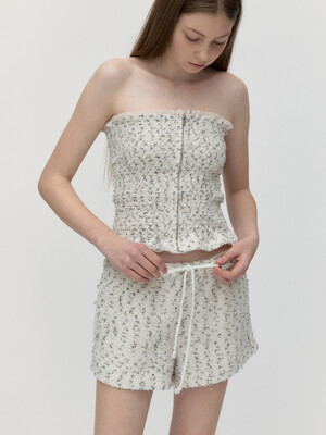 RIBBON TWEED STRING SHORT PANTS [WHITE]