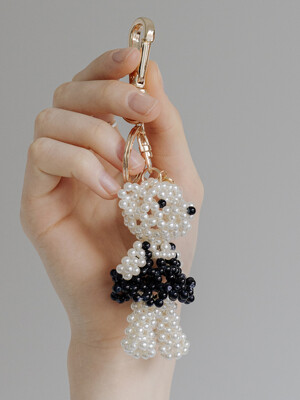 HTY017 Bead pearl bear keyring