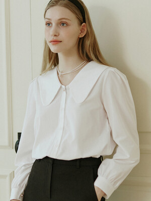 Round Sailor Collar Blouse - White