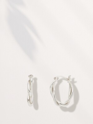 ES054 Twisted Line Hoop Silver Earrings