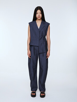 Belted Detachable Cocoon Pants _ Navy