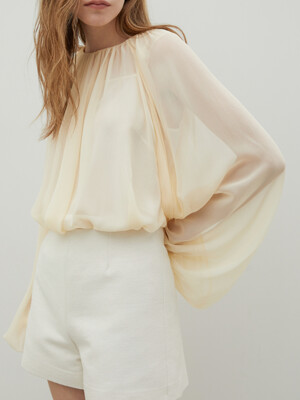 Sheer Chiffon Silk Blouse Lemon