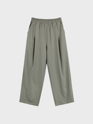 WIDE TUCK TR BANDING PANTS_KHAKI