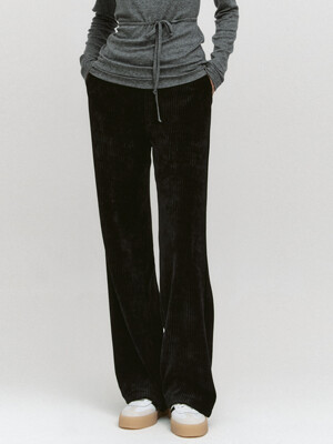 Corduroy Semi-Wide Banding Pants BLACK