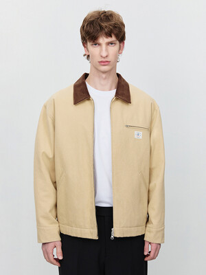 UNISEX VINTAGE CANVAS WORK JACKET BEIGE_M_UDJU5A110I2