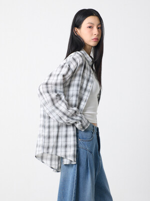 플라넷 체크 셔츠 화이트_Planet Over Fit Check Shirts White