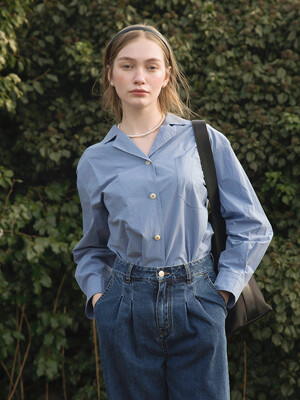 HESTIA v neck shirt_blue
