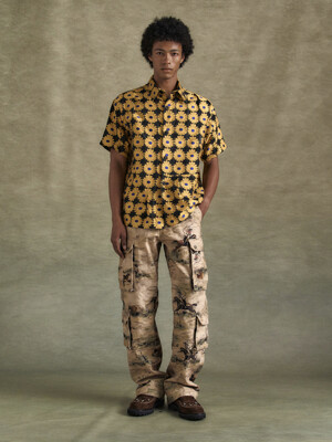 UNISEX COWBOY PRINTED CARGO JEANS apa811u(BEIGE)