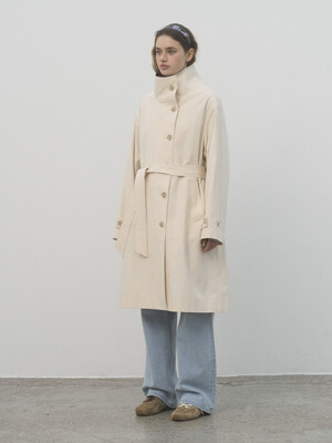 HIGH NECK TRENCH COAT - CREAM