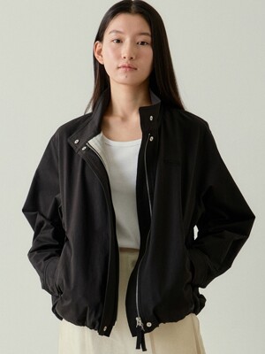 high collar blouson jacket (black)